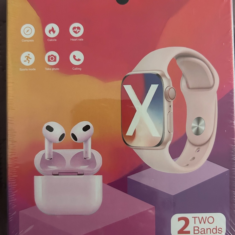Pink Smartwatch and Earbuds Set